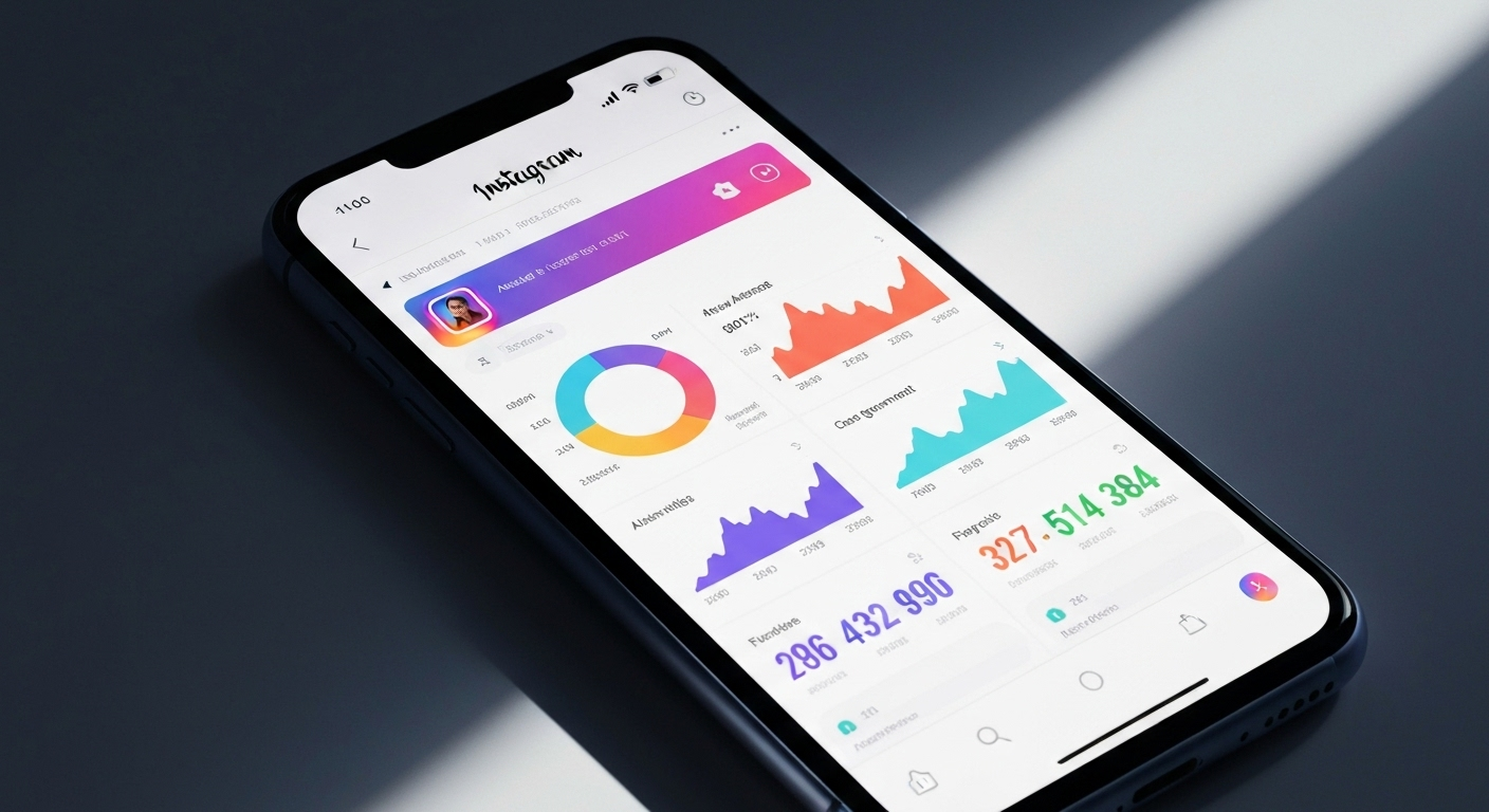 Instagram analytics on smartphone screen